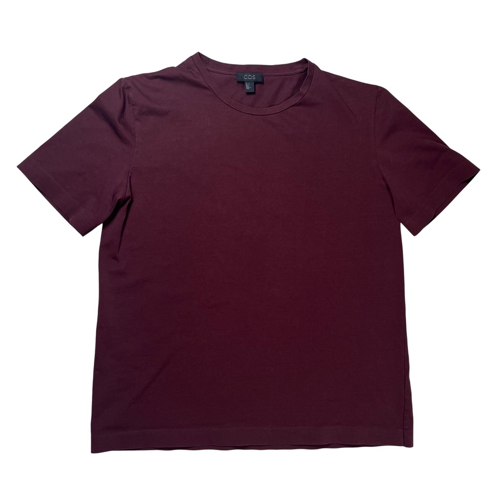 COS T-Shirt Mens Size Medium Burgundy Short Sleeve 100% Cotton Crew Neck Basic